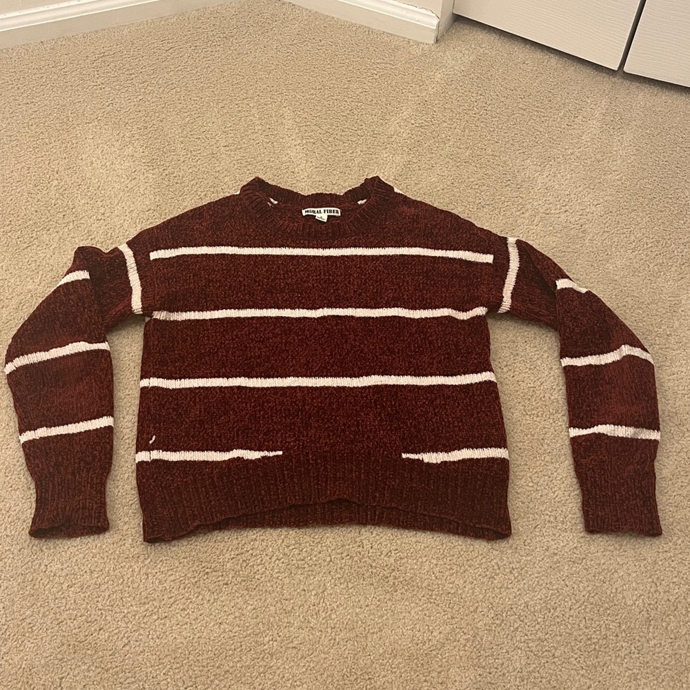 Striped Maroon and White Sweater